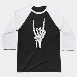 Skeleton Hand Rock Metal Sign Baseball T-Shirt